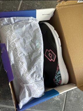 OTTO Kids Black Sneakers with Pink and Teal Accents